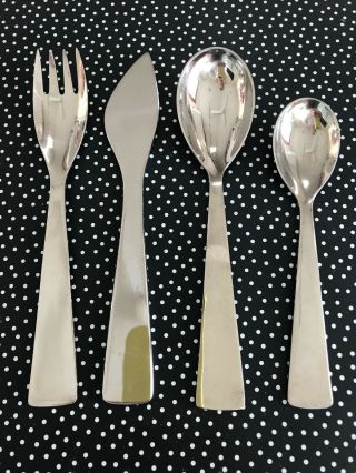 Gio Ponti Modernist Stainless Flatware By Fraser Krupp 4 Piece Service For 12