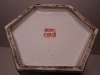 Chinese Wu Shuang Pu Hexagonal Porcelain Hat Stand & 19th C.  W/Quatrefoil Cuts 11
