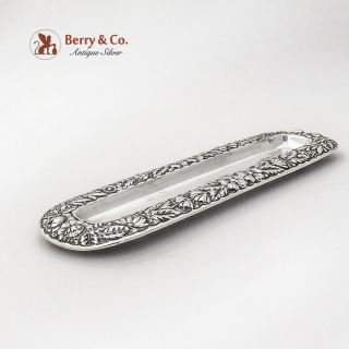 Floral Repousse Pen Tray Ball Feet Gorham Sterling Silver 1893 Date Mark 2