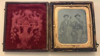 6th Plate Tintype of Twin Brothers Musicians Playing Cello And Flute. 3