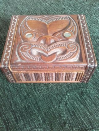 Carved Maori Box Signed Kapua