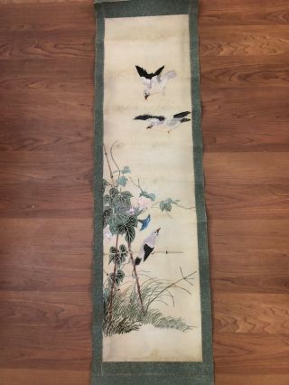 Rare Vintage Chinese Vintage Silk Embroidery Hanging Scroll 4