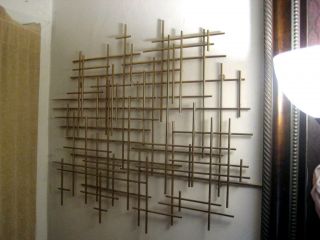 Vintage Brutalist Abstract Metal Wall Art Bertoia C.  Jere Evans Style