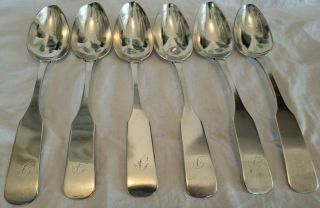 FOR Edward ONLY Antique Coin Silver Serving Spoons Jehu Williams,  John Victor 3