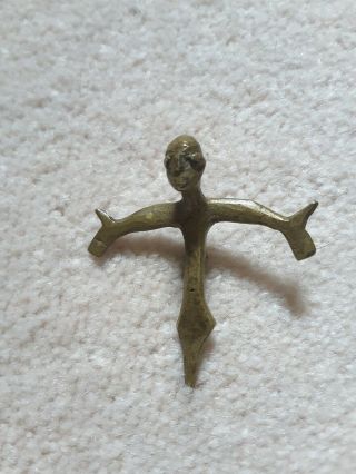 A Finely Detailed 18 - 19thc Akan Gold Weight:figure Bras Ecartes African,  Tribal
