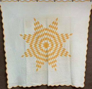 Quilting C 1920s Cheddar Lone Star Antique Quilt Mennonite 85 X 85 An