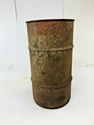 Vintage INDUSTRIAL OIL BARREL bin brown metal trash can hamper rustic loft decor 4