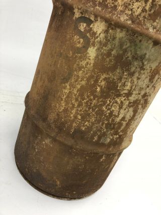 Vintage INDUSTRIAL OIL BARREL bin brown metal trash can hamper rustic loft decor 7