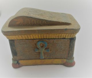Ancient Egyptian Faience Safe Box Anhk Key Of Life