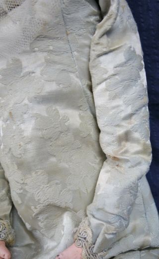 Antique Hand Made Folk Art Primitive Hand Made Plaster Head Doll Wedding Dress 6