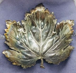 Buccellati Italy Vintage Sterling Silver Figural Leaf Dish W/ Box & Pouch 2
