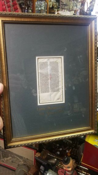 13th Cent Medieval Bible Leaf Testament Framed Beautifully And Ready For U