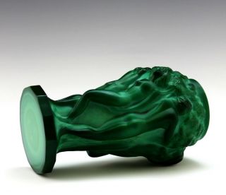 Glamorous French Art Deco Jade Malachite Nude Figural Vase 5