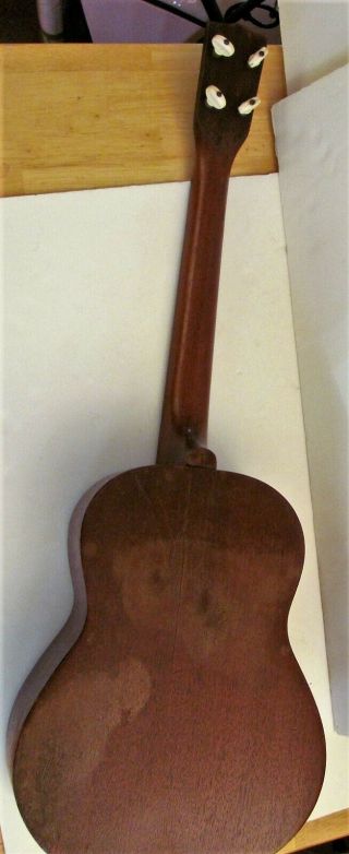 Antique VTG c.  1920 Baritone Ukulele Fine woods Inlay Bakelite Mother of Pearl 5