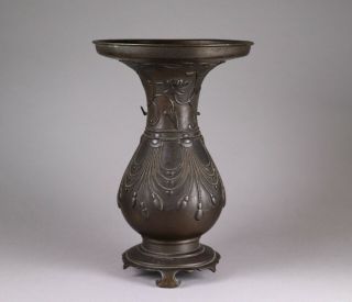 Antique Chinese Bronze Vase with Silver Inlay Qing Dynasty 2