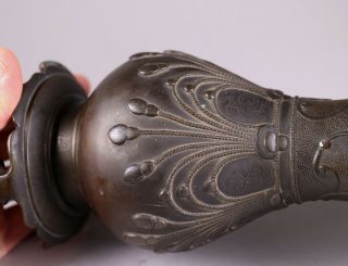 Antique Chinese Bronze Vase with Silver Inlay Qing Dynasty 7