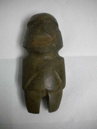 Large Figure Pre Columbian Mexico Mezcala Culture Stonel Axe God Dark Green