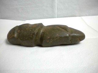 Large Figure Pre Columbian Mexico Mezcala Culture Stonel Axe God Dark Green 2