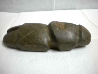 Large Figure Pre Columbian Mexico Mezcala Culture Stonel Axe God Dark Green 3