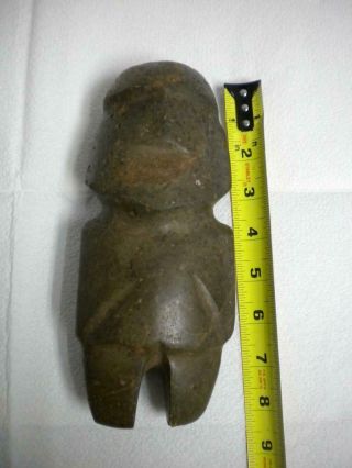 Large Figure Pre Columbian Mexico Mezcala Culture Stonel Axe God Dark Green 6