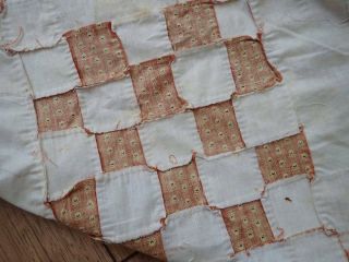 Smaller than Postage Stamps Civil War c1860 Antique Turkey Red & White QUILT TOP 5