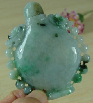 Jade Jadeite Snuff Bottle Certified Green Grade A Jade Dragon Carving S - 056 - 2