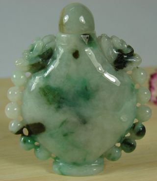 Jade Jadeite Snuff Bottle Certified Green Grade A Jade Dragon Carving S - 056 - 2 2