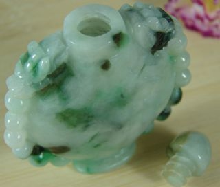Jade Jadeite Snuff Bottle Certified Green Grade A Jade Dragon Carving S - 056 - 2 4