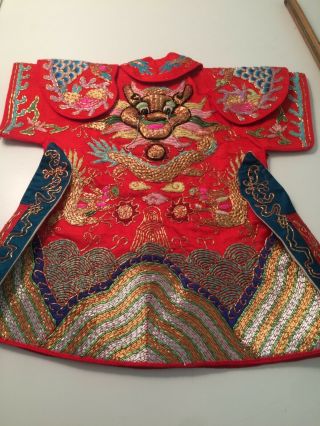 Unknown age Dragon CHINESE SILK EMBROIDERED ROBE GOLD THREAD,  small tiny 3