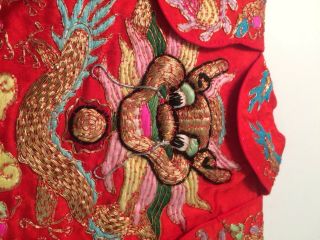 Unknown age Dragon CHINESE SILK EMBROIDERED ROBE GOLD THREAD,  small tiny 5