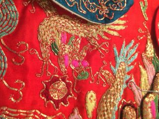 Unknown age Dragon CHINESE SILK EMBROIDERED ROBE GOLD THREAD,  small tiny 6