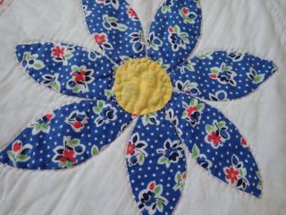 Charming Daisies Vintage COTTAGE Pink Applique Daisy QUILT 87x76 