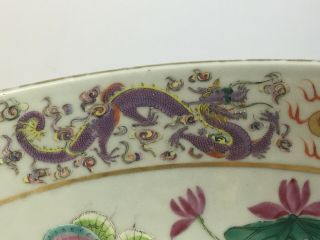 Old Antique Chinese Famille Rose Washstand Bowl Imperial Dragons c1800s Qing 5
