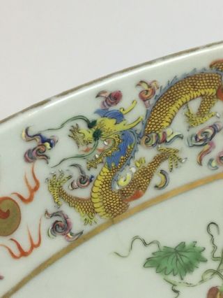 Old Antique Chinese Famille Rose Washstand Bowl Imperial Dragons c1800s Qing 6