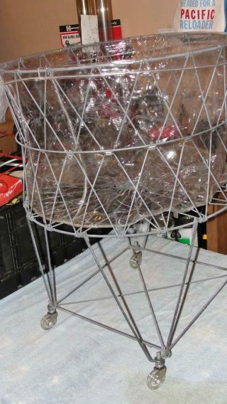 Vintage Fold - Up Round Wire Laundry Basket Or Multi - Purpose Basket 30 " X 22 "