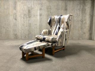 Edward Wormley Dunbar Janus Wingback Lounge Chair & Ottoman Mid Century Modern
