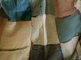 Antique Brick Road Patchwork Calico Cotton Fabric Quilt Top Red Indigo Brown 11