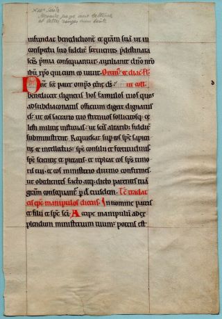 Medieval Manuscript Pontifical Leaf.  France.  C.  1175 - 1200.  (2)