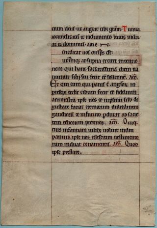 MEDIEVAL MANUSCRIPT PONTIFICAL LEAF.  FRANCE.  C.  1175 - 1200.  (2) 2