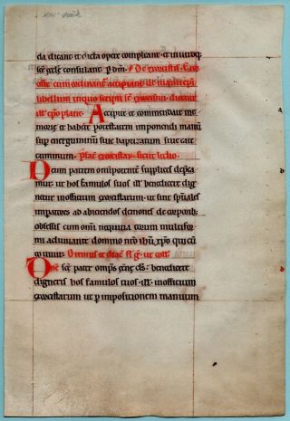 Medieval Manuscript Pontifical Leaf.  France.  C.  1175 - 1200.  (1)