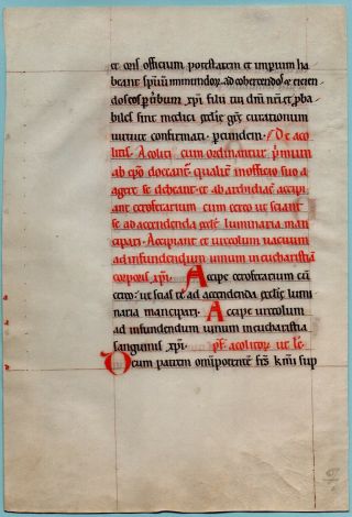 MEDIEVAL MANUSCRIPT PONTIFICAL LEAF.  FRANCE.  C.  1175 - 1200.  (1) 2