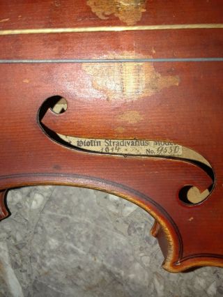 Antique Art Violin Stradivarius 1914 Model 9550 Schuster Needs Work See Descript 10