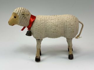 Antique Schoenhut Carved Wood Lamb Sheep Toy Mary Had Little Lamb