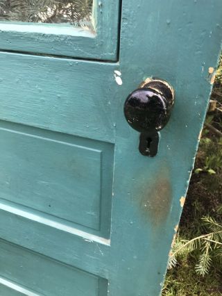 Antique Vintage Exterior Wood Door w/Glass Hardware Farmhouse 11