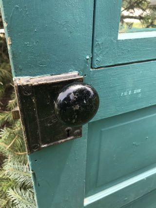Antique Vintage Exterior Wood Door w/Glass Hardware Farmhouse 4