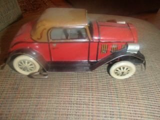 Vintage Marx Tin Litho Coupe Car with Wind Up Toy Vehicle 1930 ' s 2