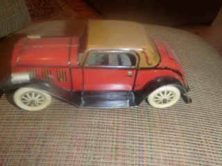 Vintage Marx Tin Litho Coupe Car with Wind Up Toy Vehicle 1930 ' s 4