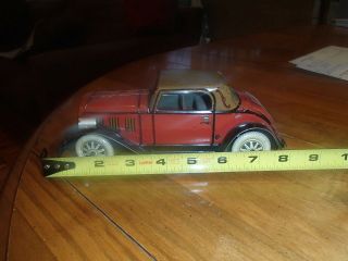 Vintage Marx Tin Litho Coupe Car with Wind Up Toy Vehicle 1930 ' s 8