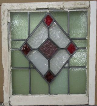 Mid Size Old English Leaded Stained Glass Window Gorgeous Diamond 21.  25 " X 23.  5 "