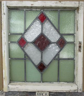 MID SIZE OLD ENGLISH LEADED STAINED GLASS WINDOW Gorgeous Diamond 21.  25 